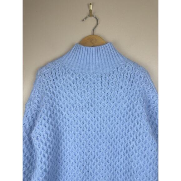 Nordstrom Cable Knit Mock Neck Light Blue Sweater Womens Size XS - Picture 7 of 15